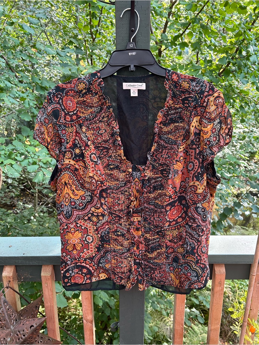 Coldwater Creek Silk Paisley Blouse in Black and Rust